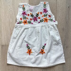 White ivory Pueblo Mexican Guatemalan Floral Sun  Dress 12mos.